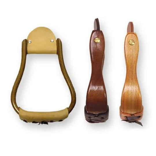 DP Saddlery Wooden Stirrups with Leather Step